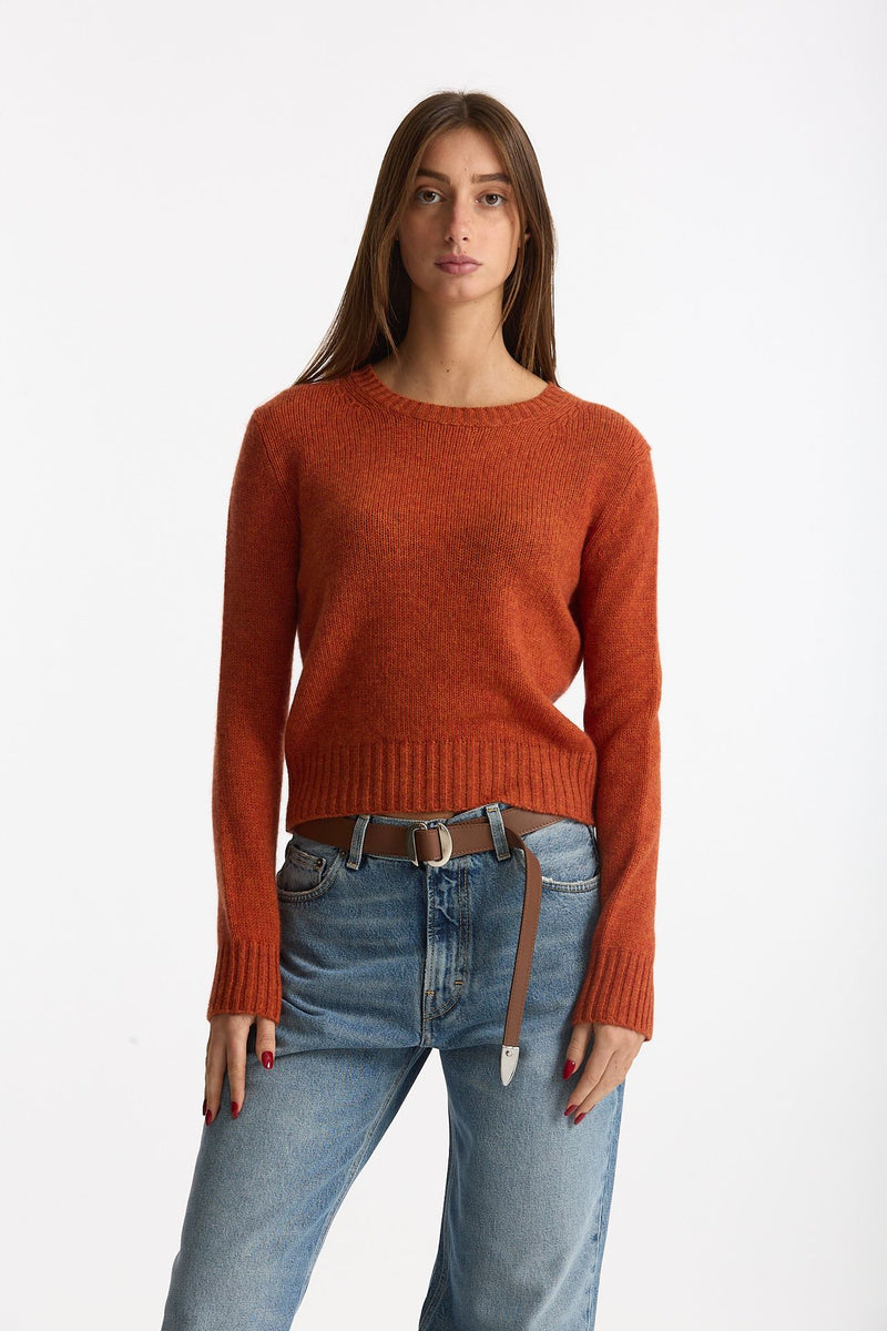Maglia girocollo in cashmere a due fili arancio women Be you - 3