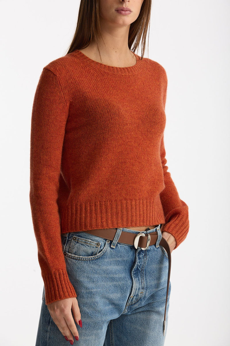 Maglia girocollo in cashmere a due fili arancio women Be you - 5