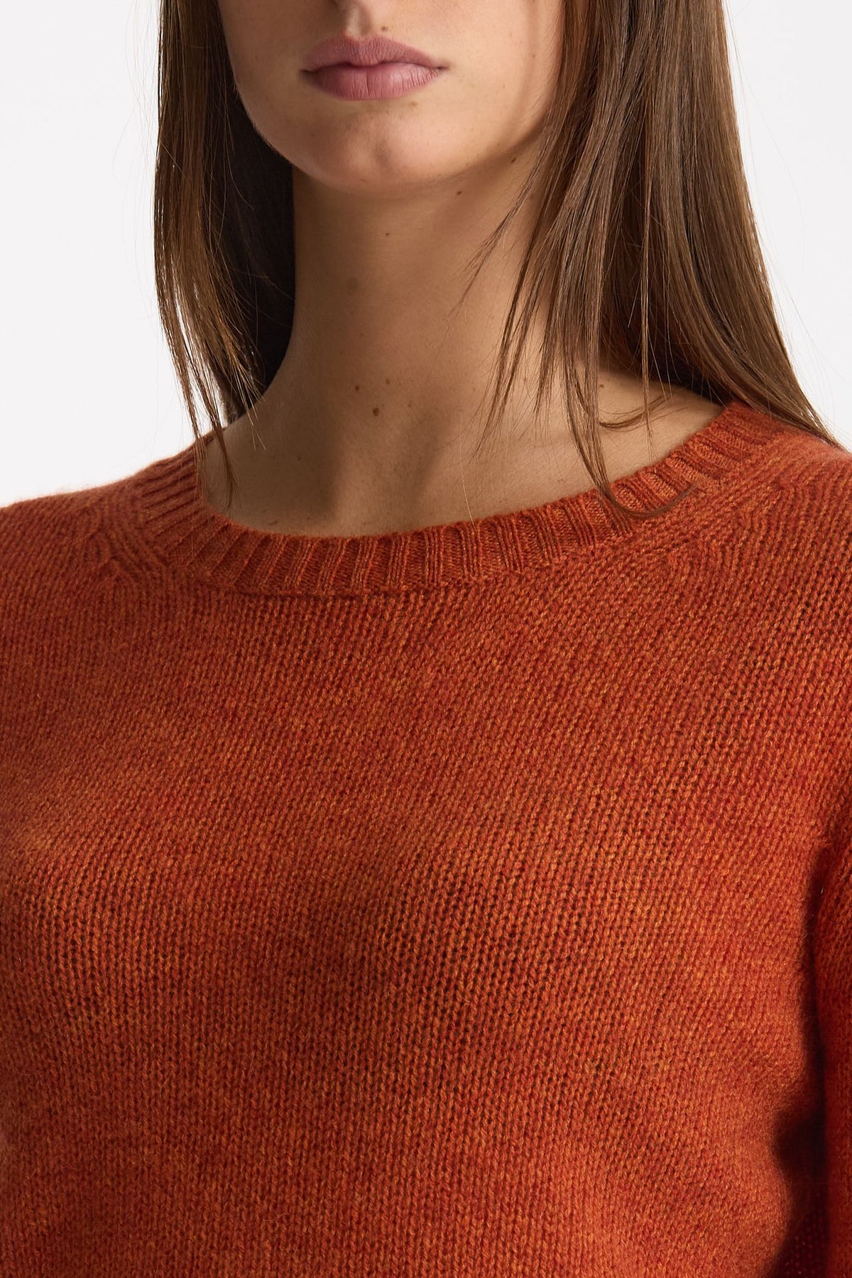 Maglia girocollo in cashmere a due fili arancio women Be you - 6