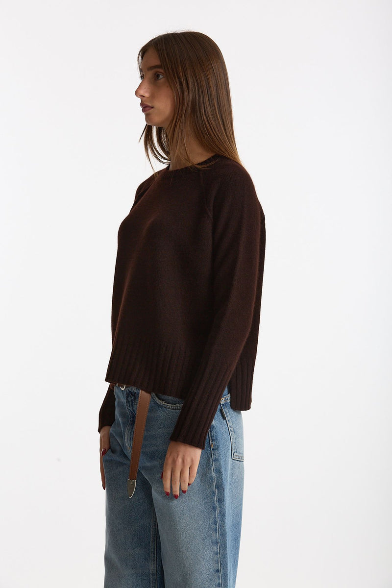 Maglia girocollo in cashmere a due fili marrone women Be you - 2