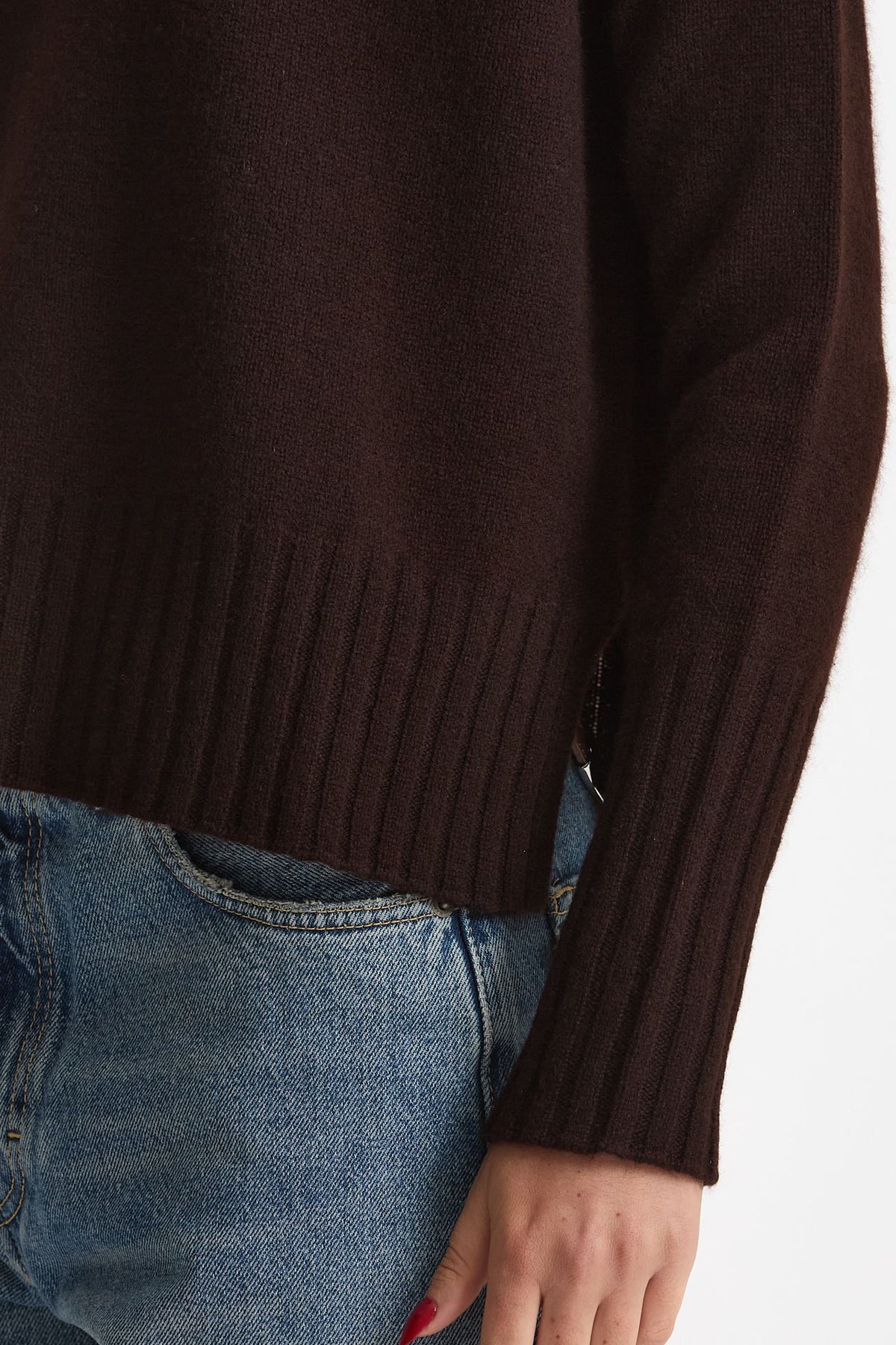 Maglia girocollo in cashmere a due fili marrone women Be you - 5