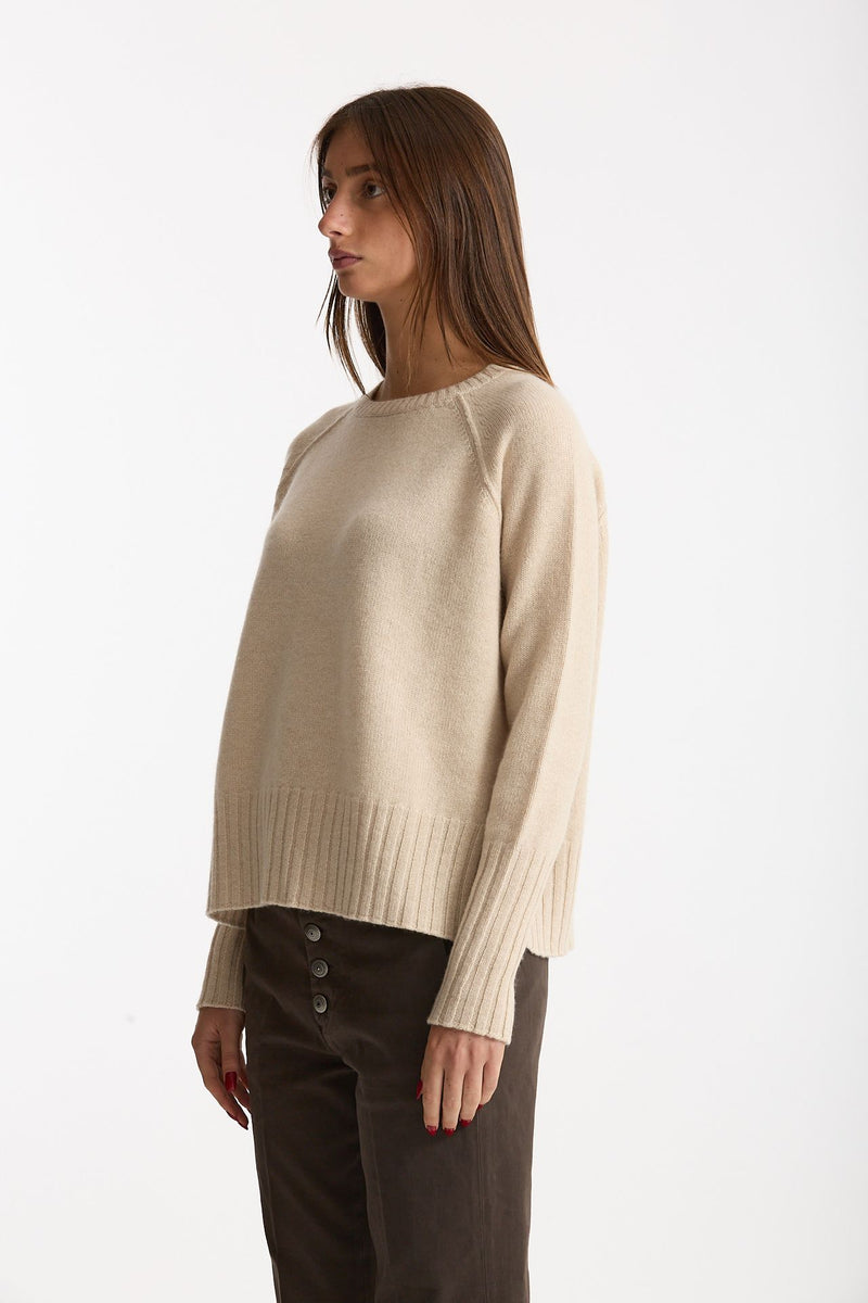 Maglia girocollo in cashmere a due fili beige women Be you - 3