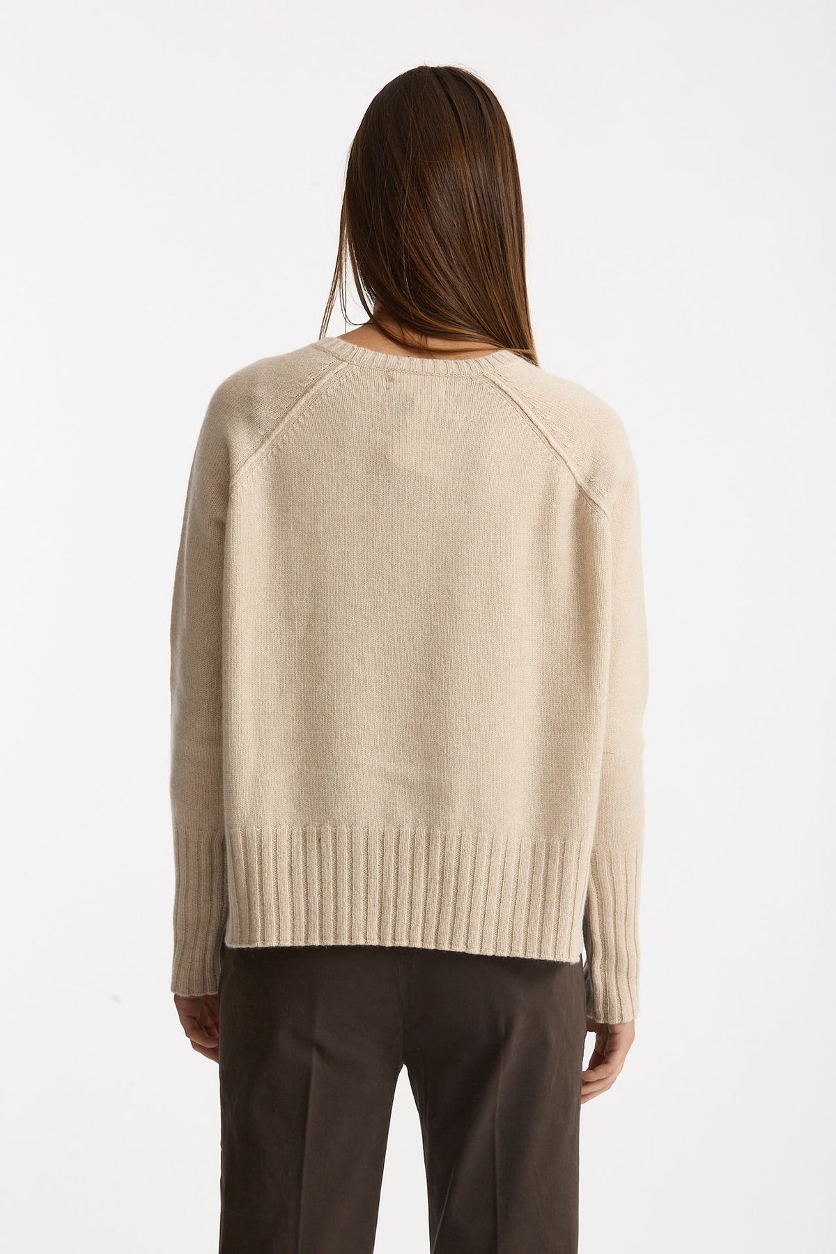 Maglia girocollo in cashmere a due fili beige women Be you - 4