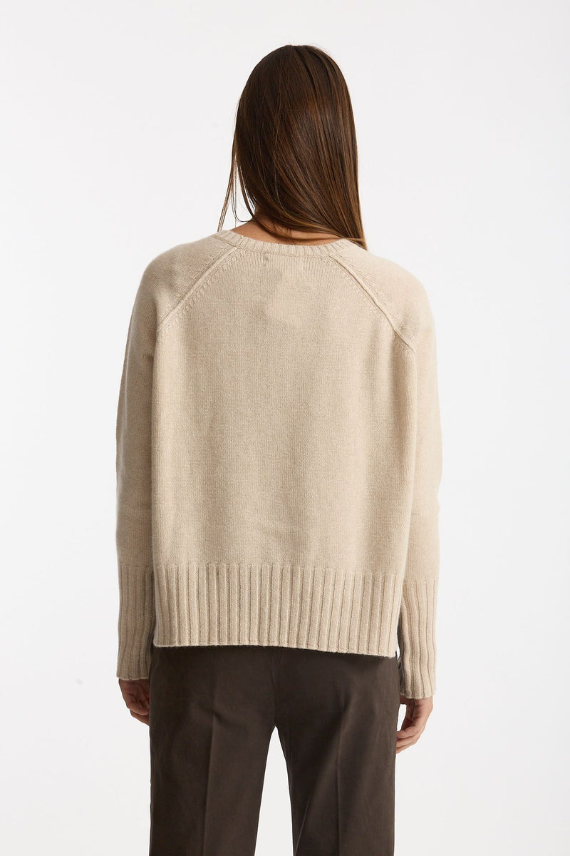 Maglia girocollo in cashmere a due fili beige women Be you - 4