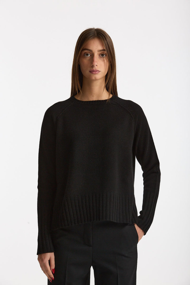 Maglia girocollo in cashmere a due fili nero women Be you - 2