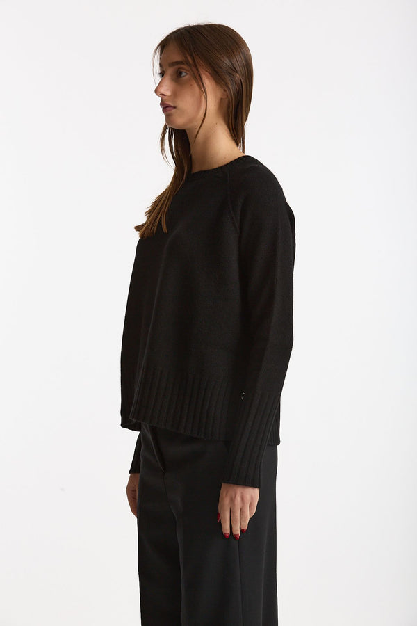 Maglia girocollo in cashmere a due fili nero women Be you
