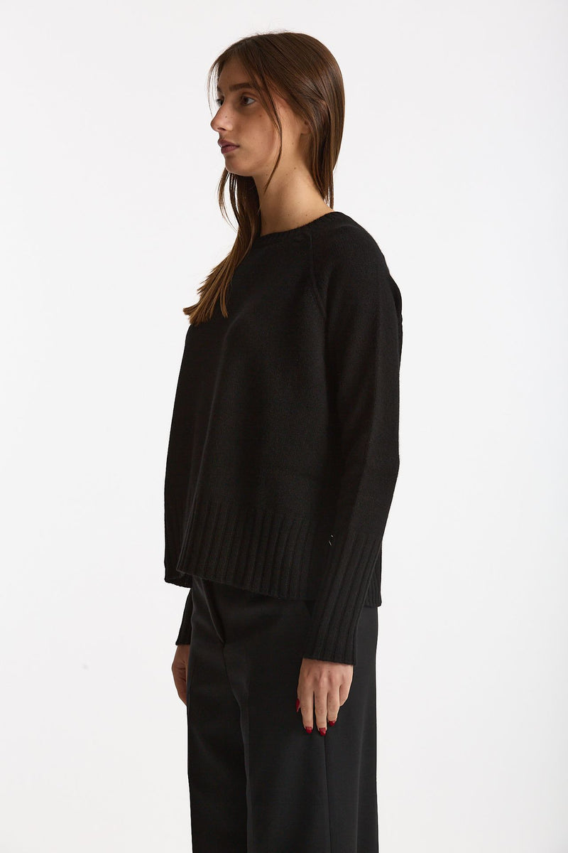 Maglia girocollo in cashmere a due fili nero women Be you - 1