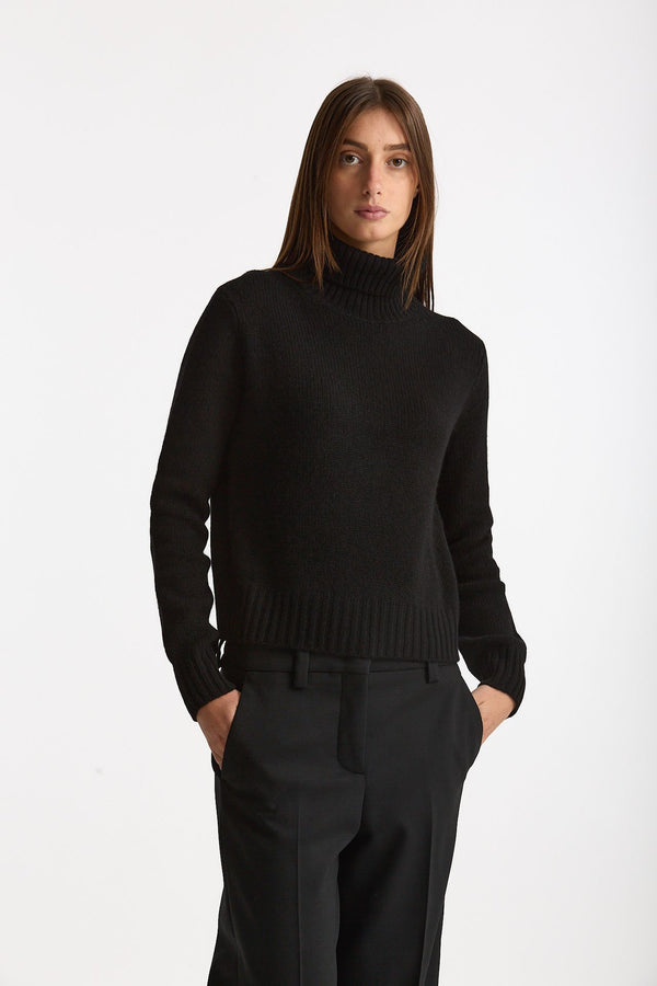 Maglia dolcevita in cashmere a due fili nero women Be you