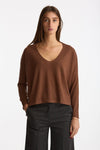 Maglia scollo a v in cashmere e seta tabacco women Be you - 2