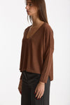 Maglia scollo a v in cashmere e seta tabacco women Be you - 3