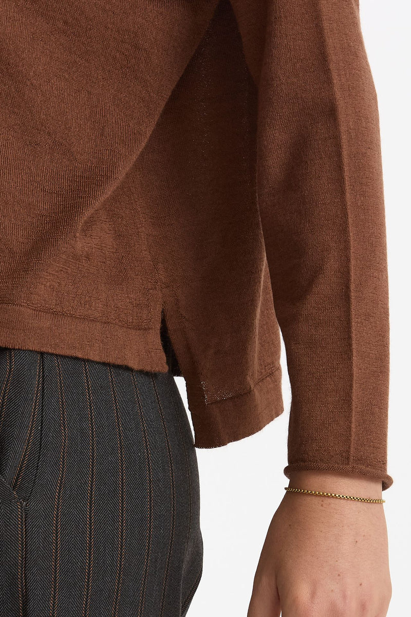 Maglia scollo a v in cashmere e seta tabacco women Be you - 5