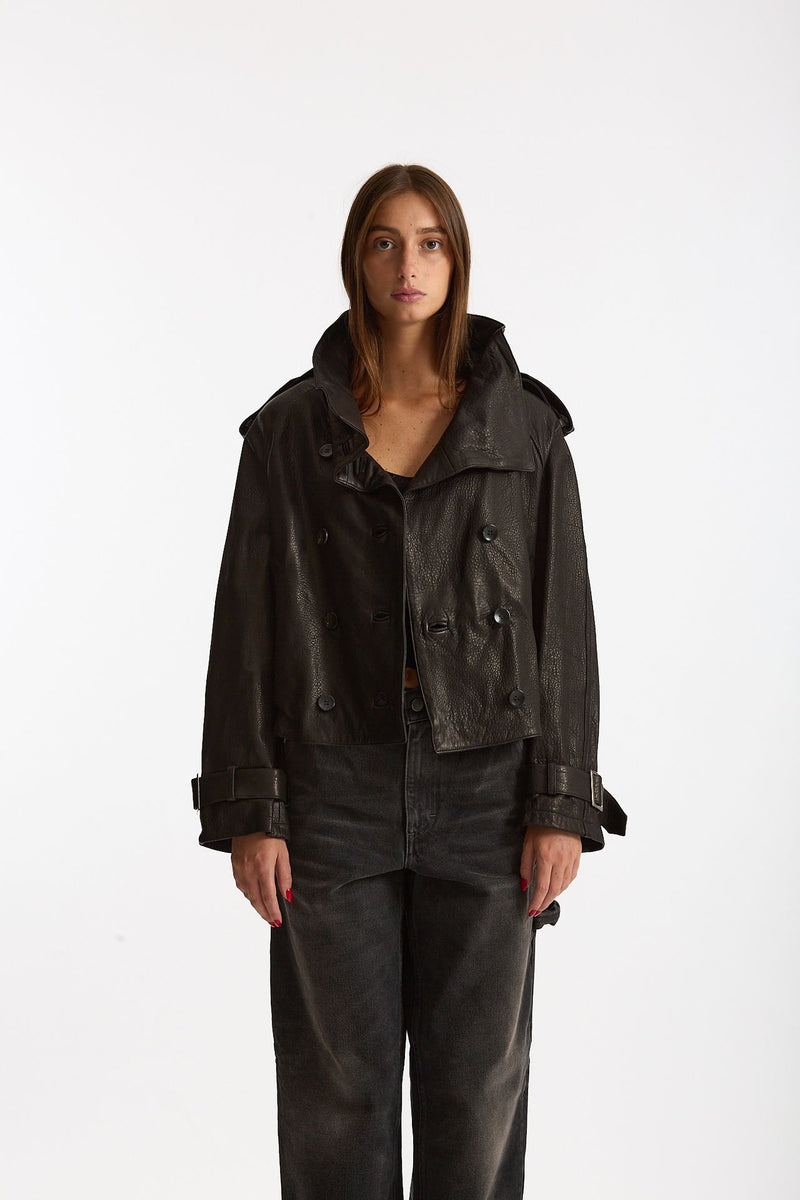 Giubbino in pelle collo alto nero women Giorgio brato - 1