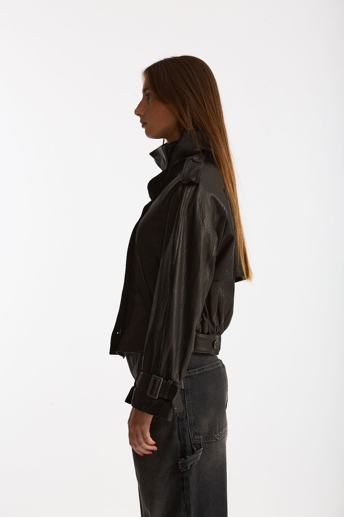 Giubbino in pelle collo alto nero women Giorgio brato - 3