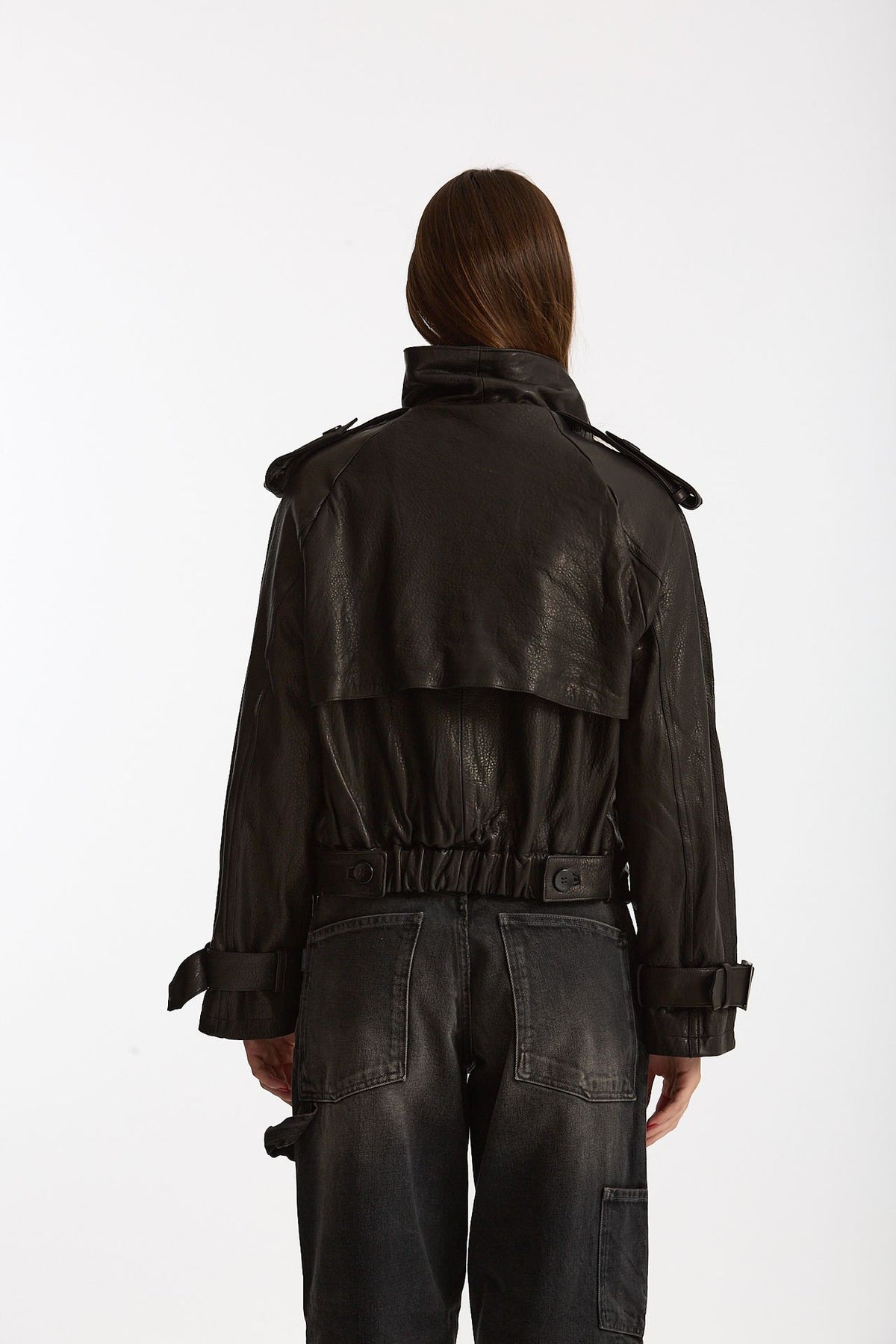 Giubbino in pelle collo alto nero women Giorgio brato - 2