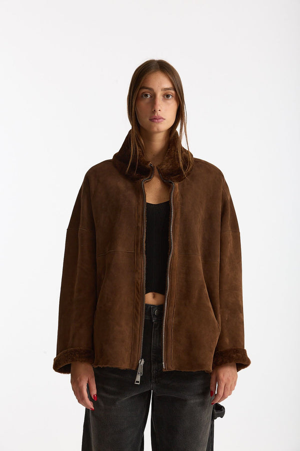 Giubbino in shearling reversibile miele women Giorgio brato