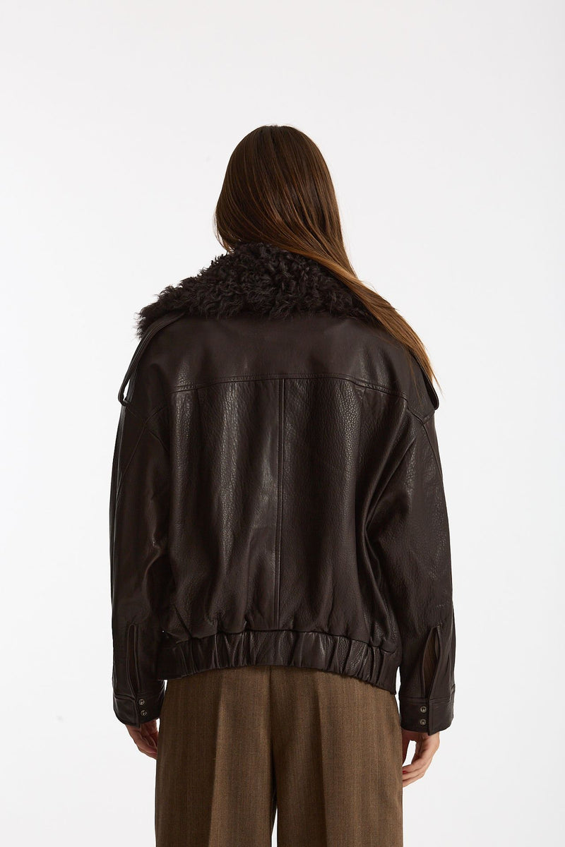Giubbino over in pelle testa moro women Giorgio brato - 4
