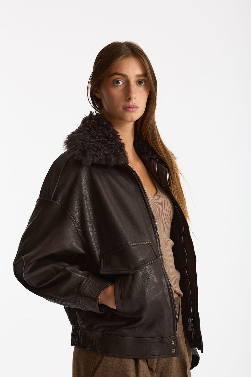 Giubbino over in pelle testa moro women Giorgio brato - 1