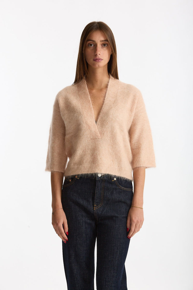Maglia ABEL girocollo oversize rosa tenue women Department five - 2
