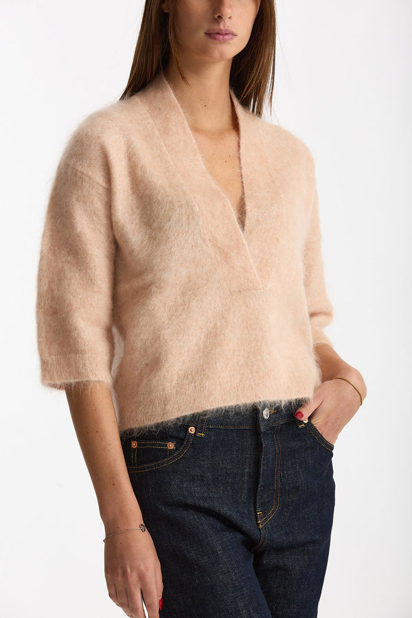 Maglia APPLE collo a v rosa rosa tenue women Department five