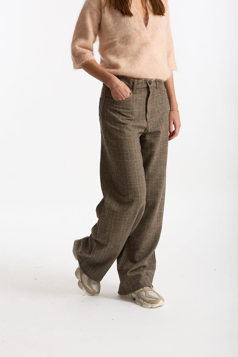 Pantalone EXPRESS check wide leg grigio women Department five - 3