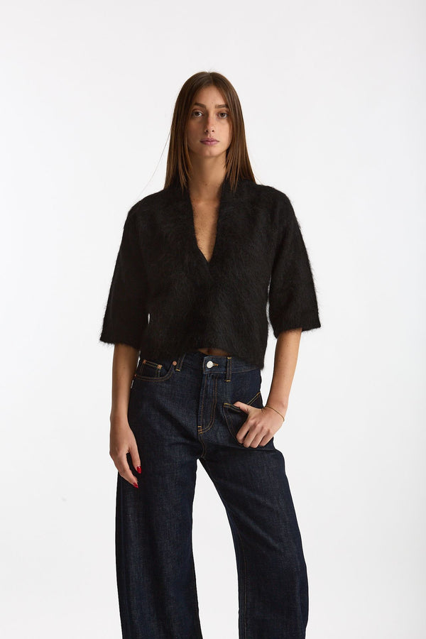 Maglia APPLE collo a v nero women Department five