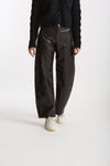 Pantalone ecopelle barrel GOOD marrone women Department five - 2