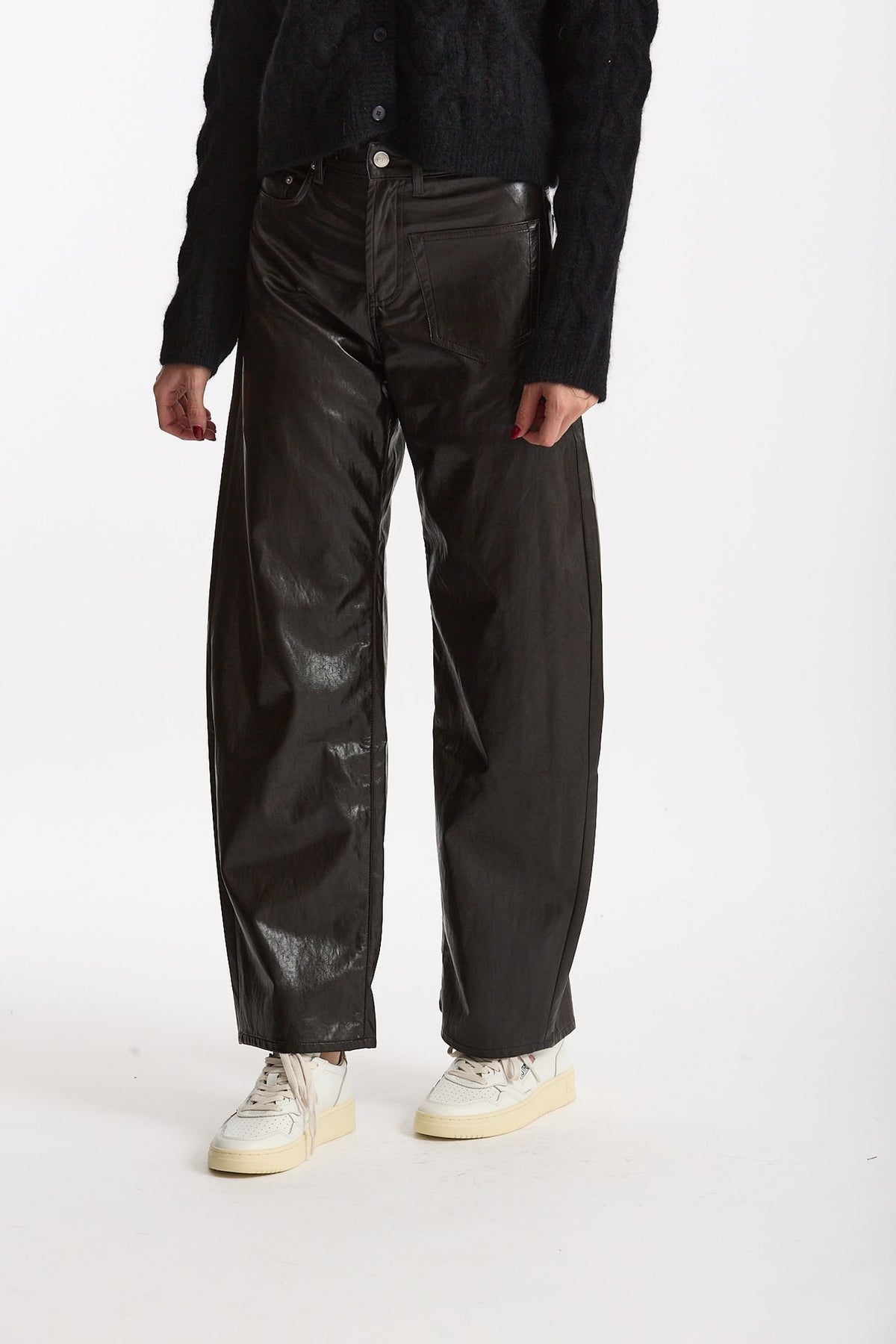 Pantalone ecopelle barrel GOOD marrone women Department five - 1
