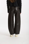 Pantalone ecopelle barrel GOOD marrone women Department five - 4
