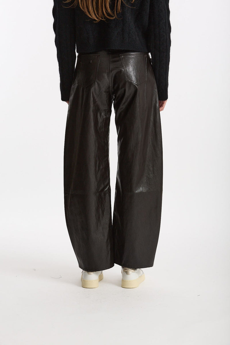 Pantalone ecopelle barrel GOOD marrone women Department five - 4