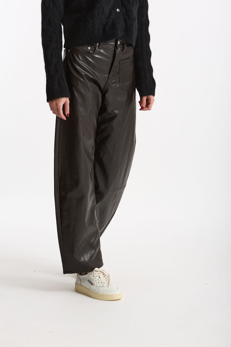 Pantalone ecopelle barrel GOOD marrone women Department five - 3