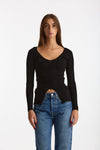 Maglia a costine scollo a v nero women Dondup - 1