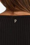 Maglia a costine scollo a v nero women Dondup - 4