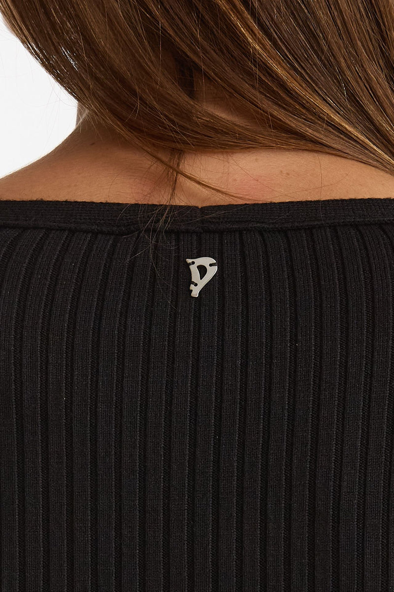 Maglia a costine scollo a v nero women Dondup - 4