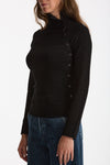 Maglia bottoni collo alto nero women Dondup - 3