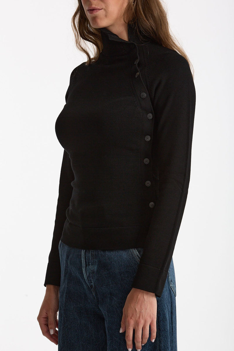 Maglia bottoni collo alto nero women Dondup - 3