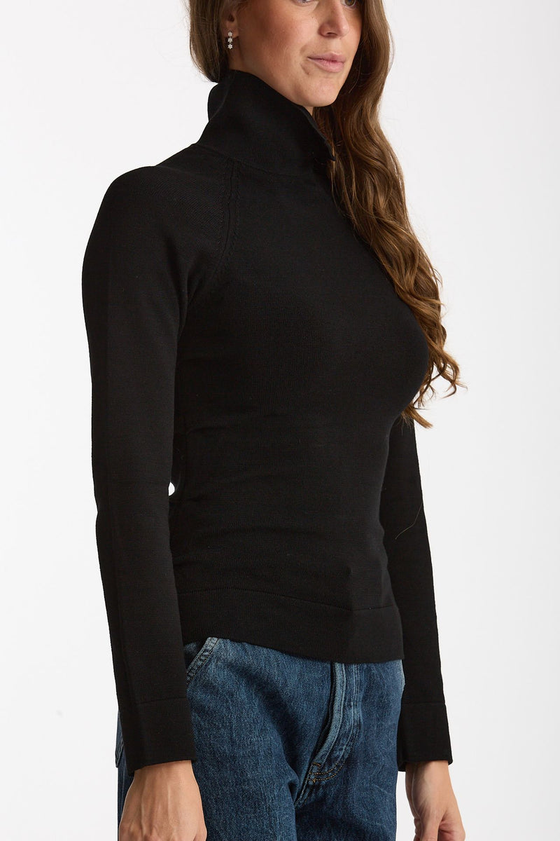Maglia bottoni collo alto nero women Dondup - 4