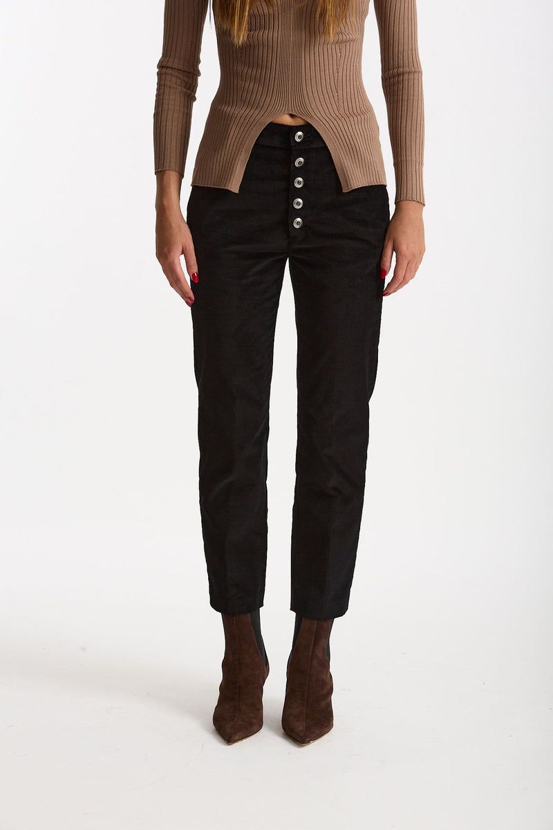 Pantalone slim in velluto NIMA nero women Dondup - 1