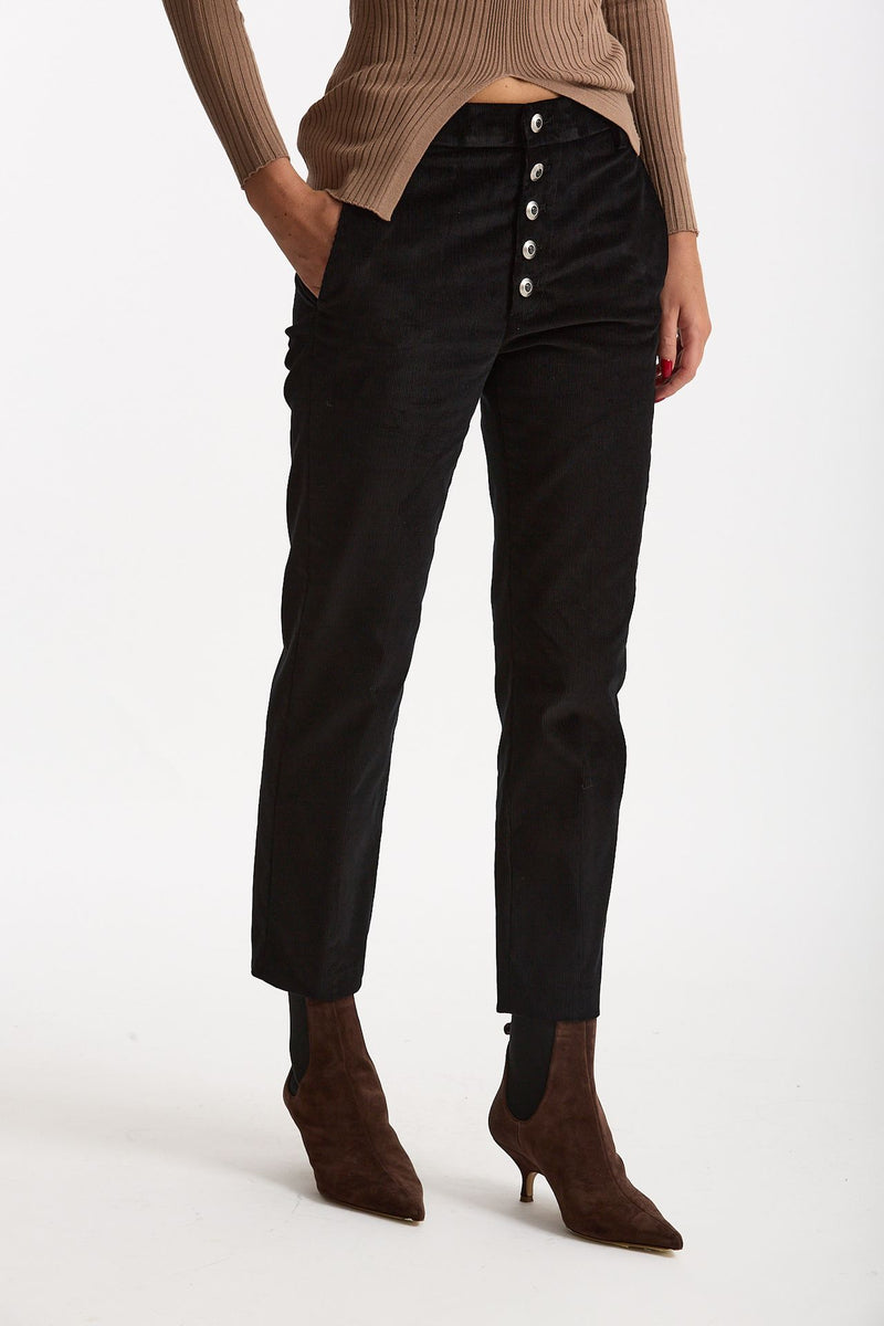 Pantalone slim in velluto NIMA nero women Dondup - 2