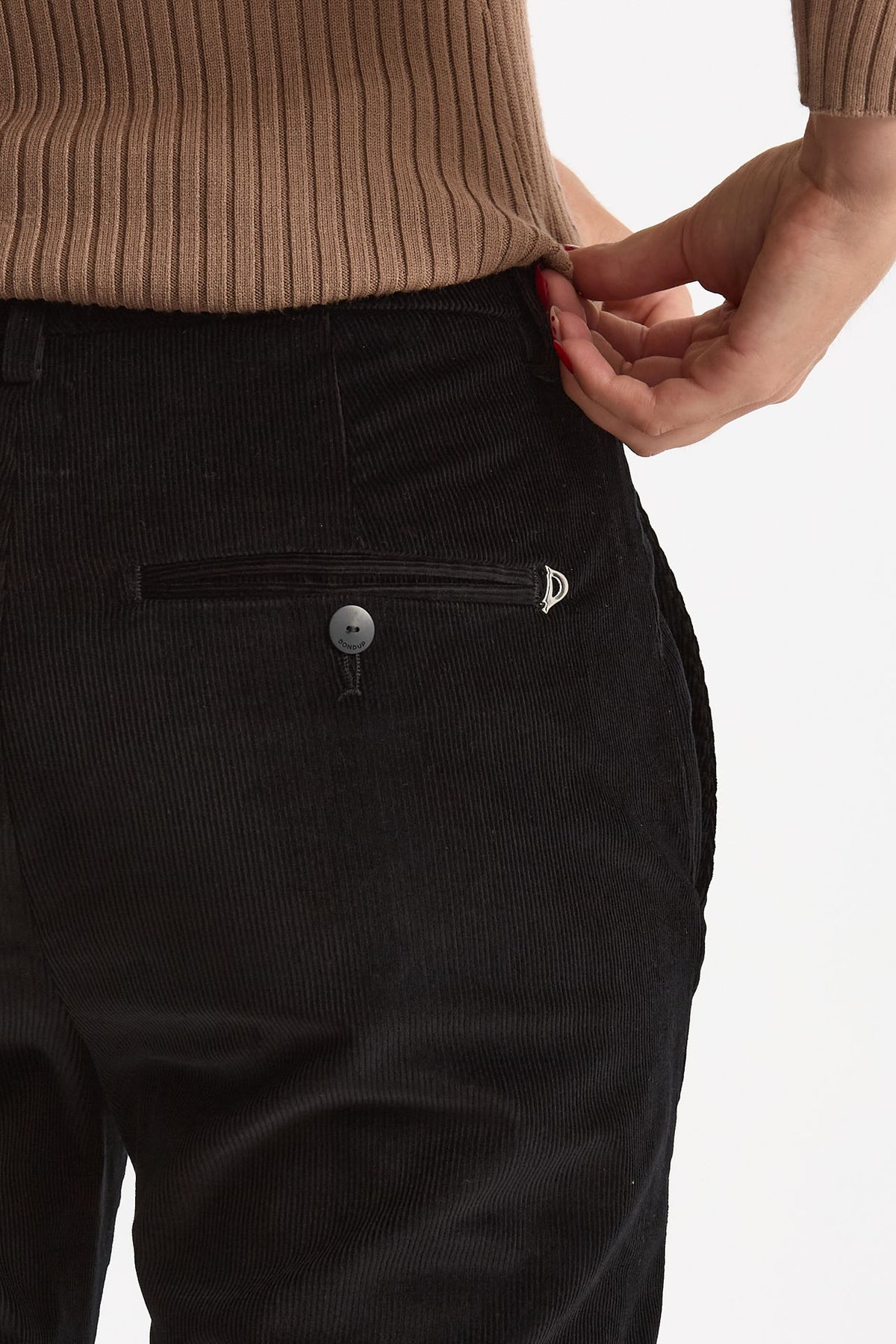 Pantalone slim in velluto NIMA nero women Dondup - 6