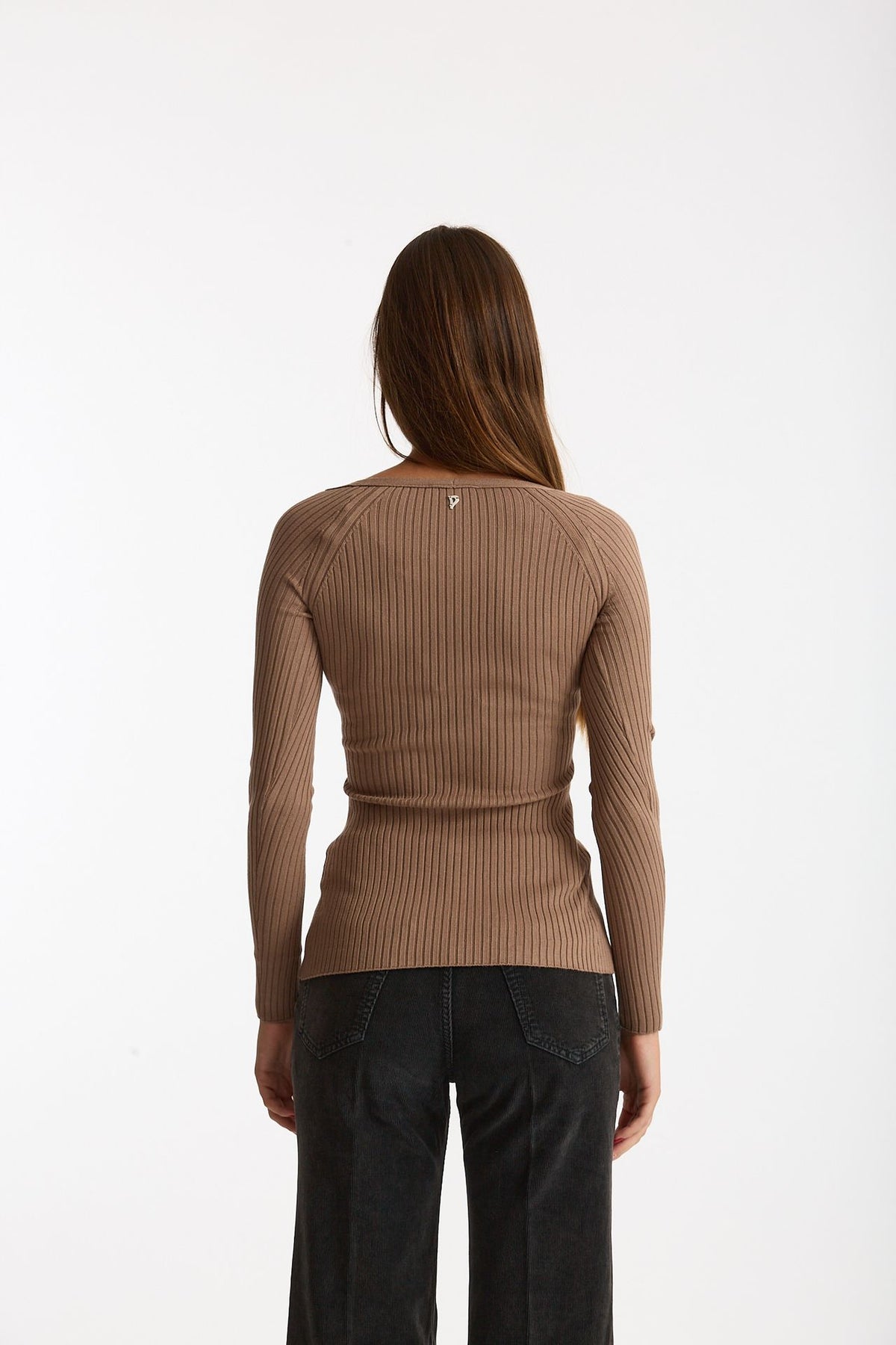Maglia a costine scollo a v nude women Dondup - 3