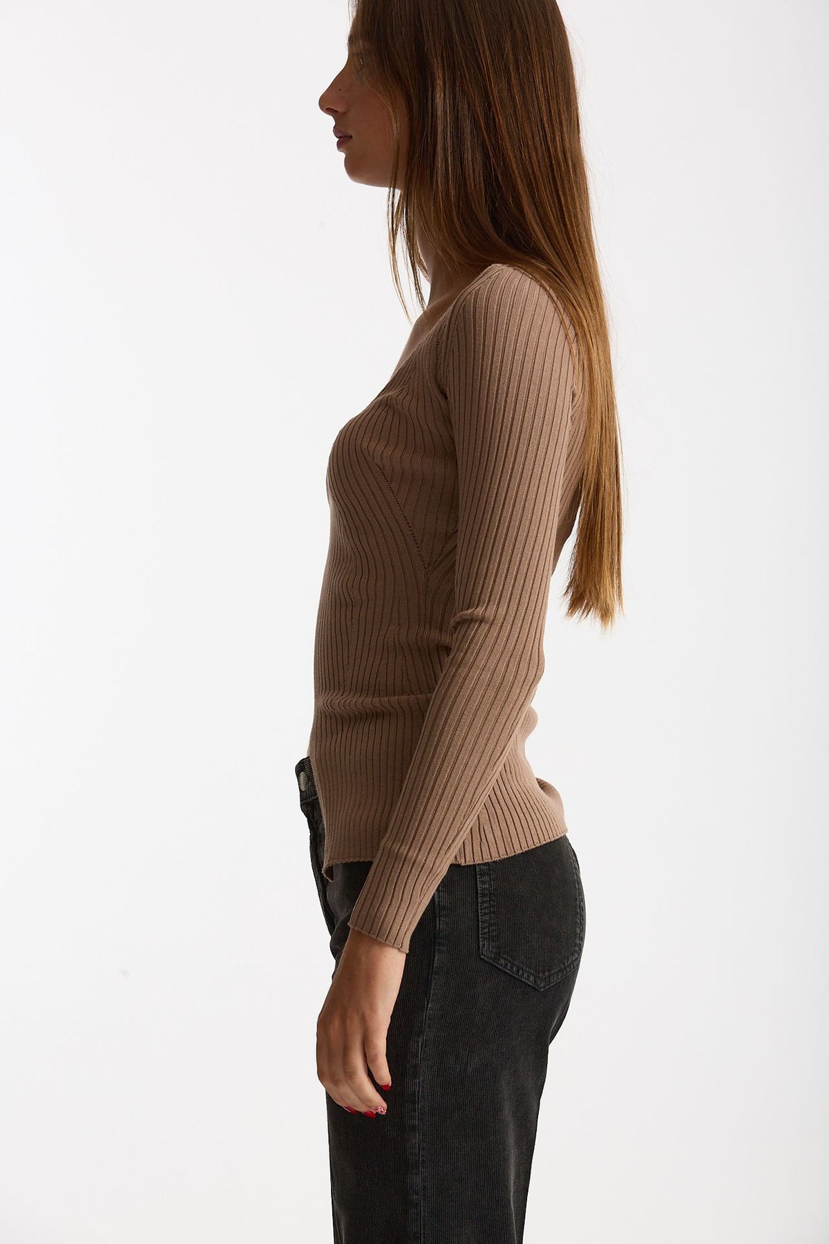 Maglia a costine scollo a v nude women Dondup - 2