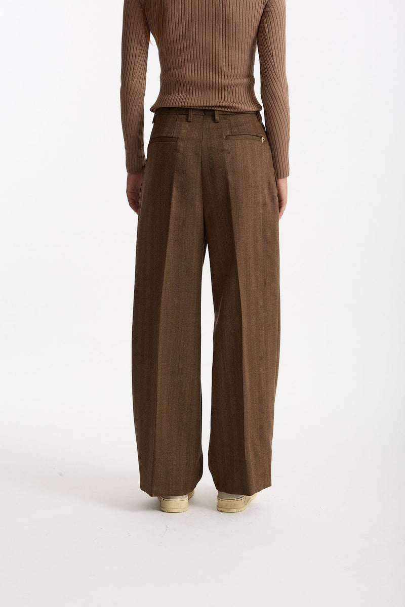 Pantalone spigato vita alta marrone women Dondup - 2