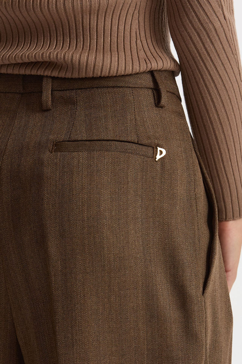 Pantalone spigato vita alta marrone women Dondup - 5