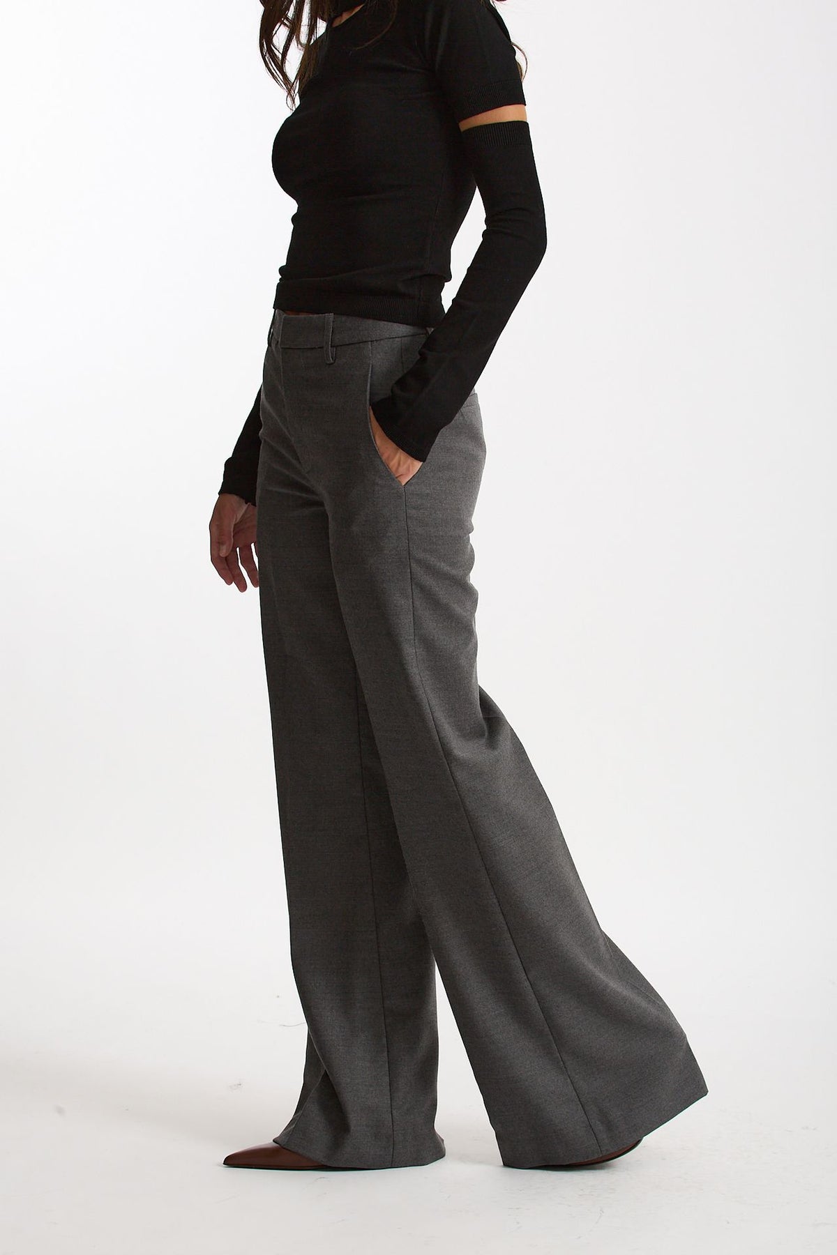 Pantalone palazzo grigio antracite women Dondup - 3
