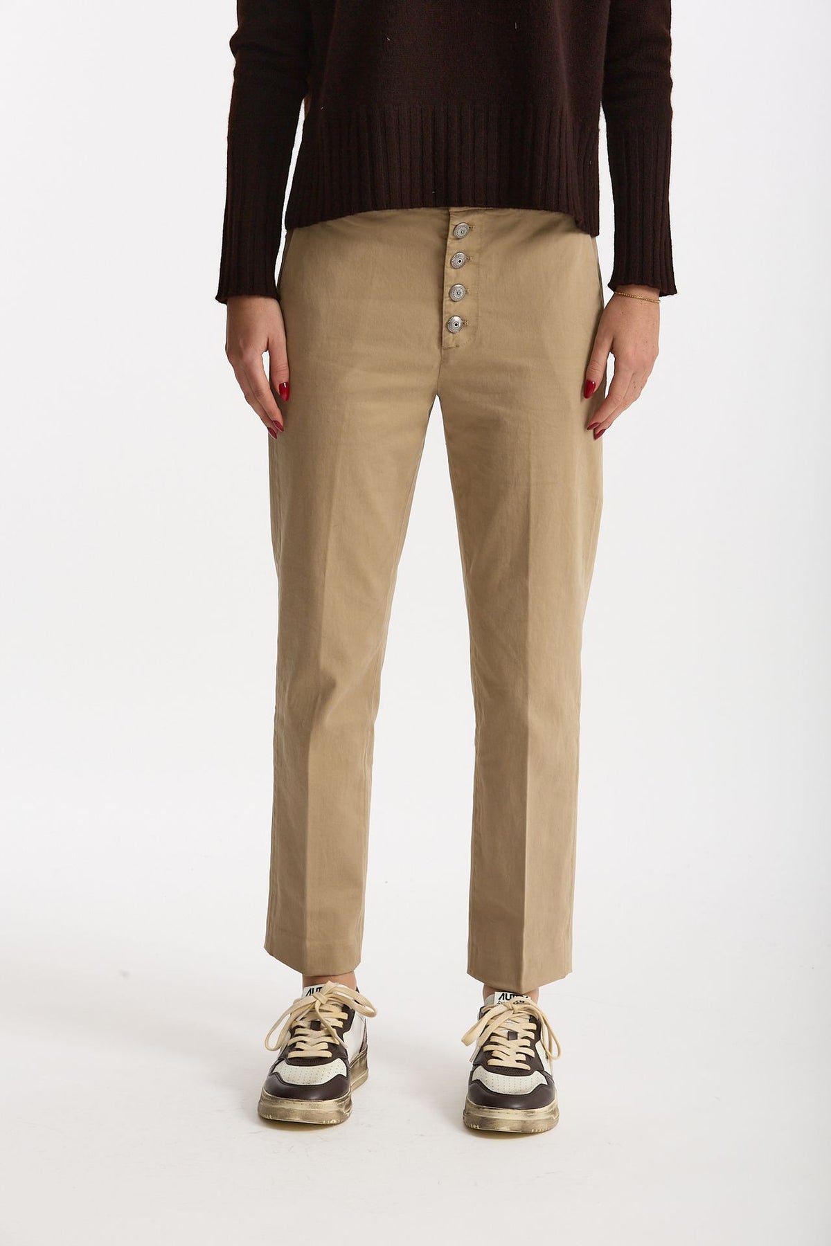 Pantalone slim NIMA in cotone beige women Dondup - 1