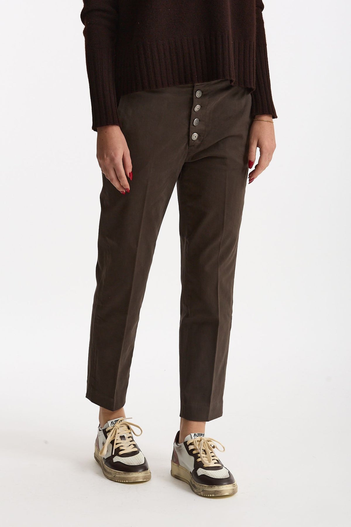 Pantalone slim NIMA in cotone marrone women Dondup - 1