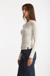 T-shirt slim ESIBIZIONISTA a costine bianco women Dondup - 3