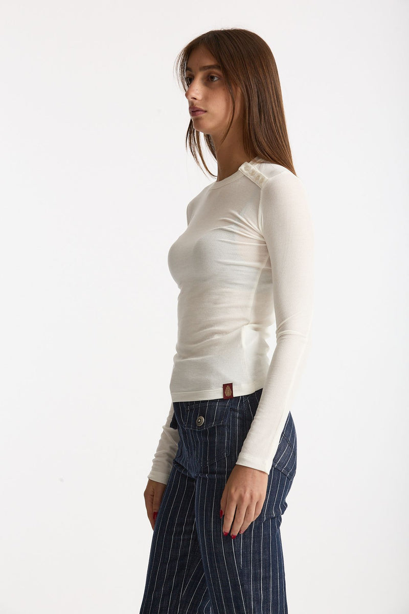 T-shirt slim ESIBIZIONISTA a costine bianco women Dondup - 3