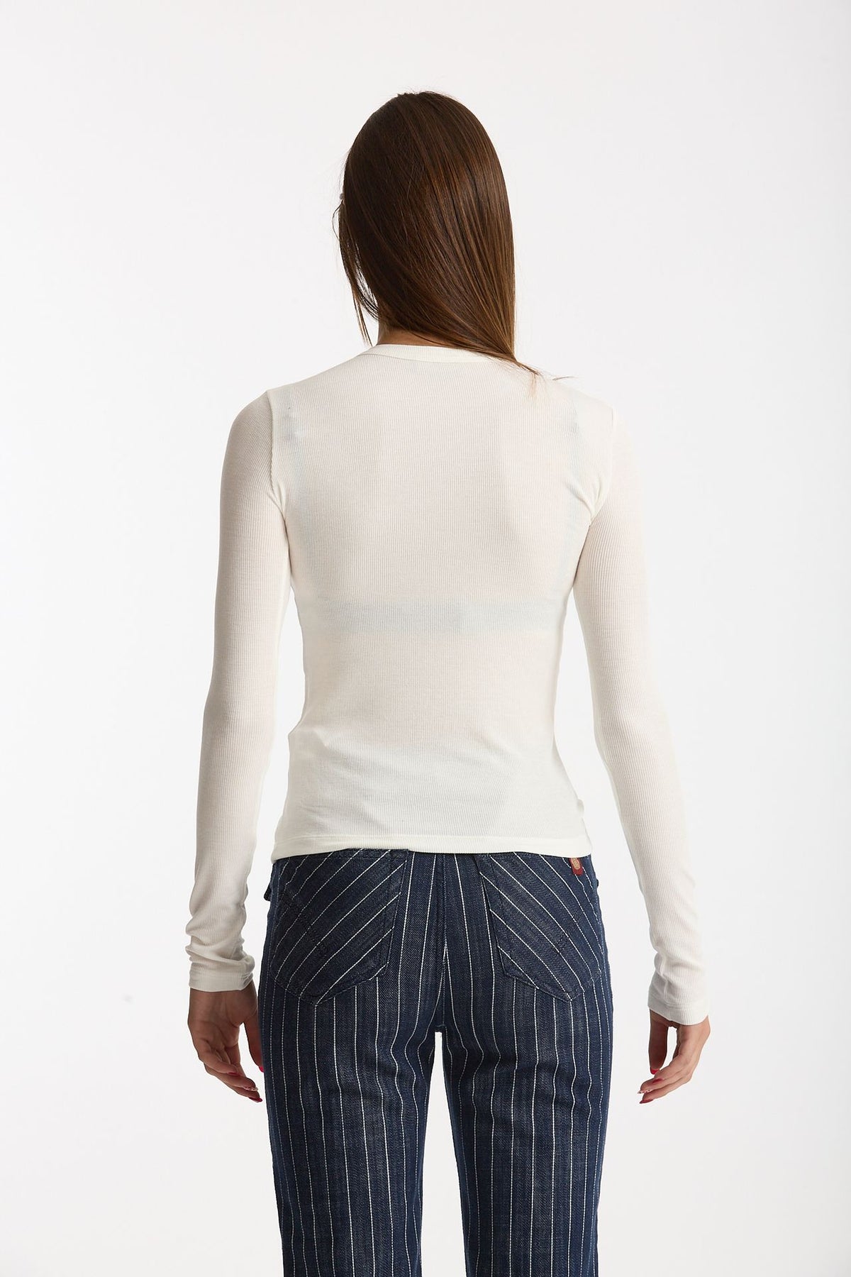T-shirt slim ESIBIZIONISTA a costine bianco women Dondup - 5