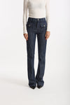 Pantaloni ESIBIZIONISTA flare gessati blu scuro women Dondup - 1